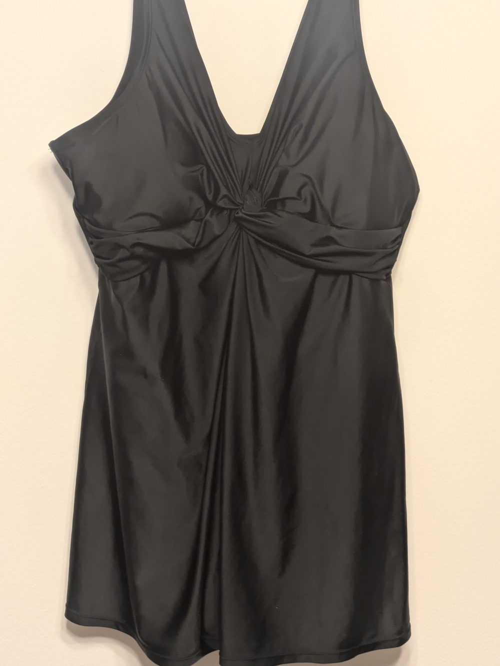 Shapermint Black Twist-Detail One-Piece Swimdress